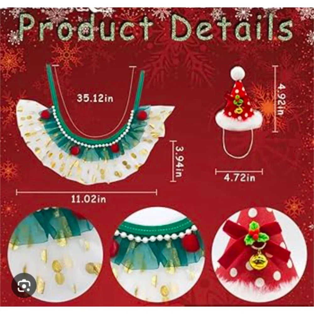 Christmas Party Dog Cat Costume Collar Hat‎ Accessories Adjustable Set Brand New